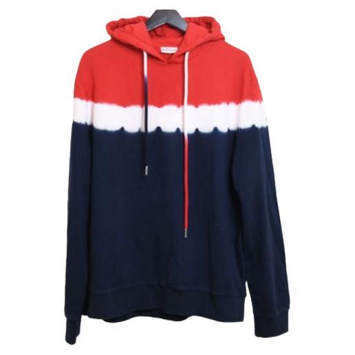Moncler Maglia Hoodie Navy Red White, Size L For Sale