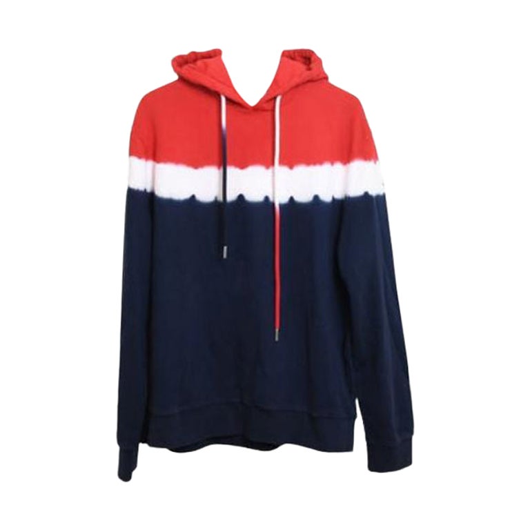 Moncler Maglia Kapuzenpullover in Marineblau und Weiß, Größe XL im Angebot