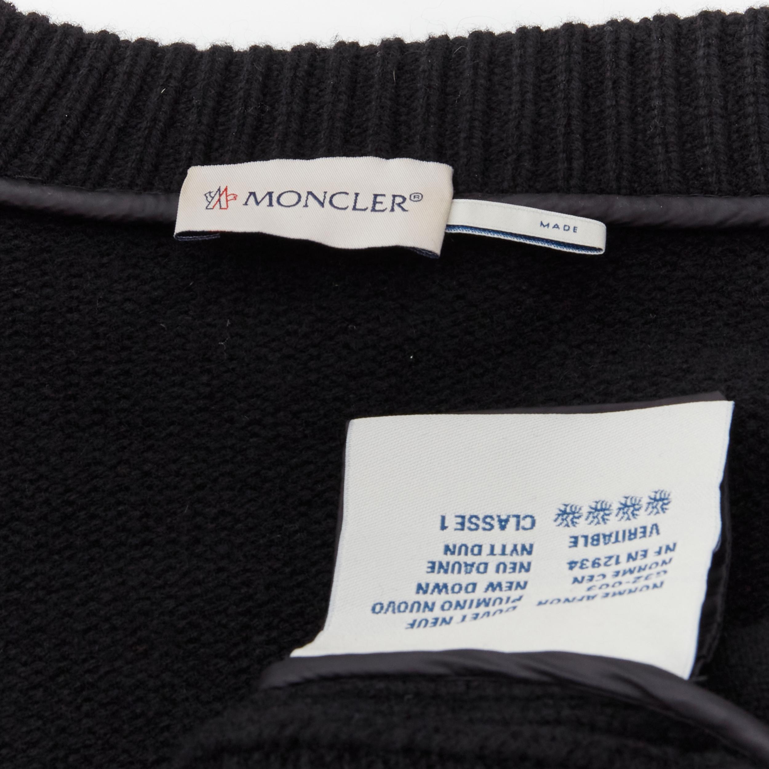 Women's MONCLER Maglione Tricot black velvet down padded wool knit cardigan S