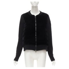 MONCLER Maglione Tricot schwarzer Samt Daunen gepolstert Wolle stricken Cardigan S