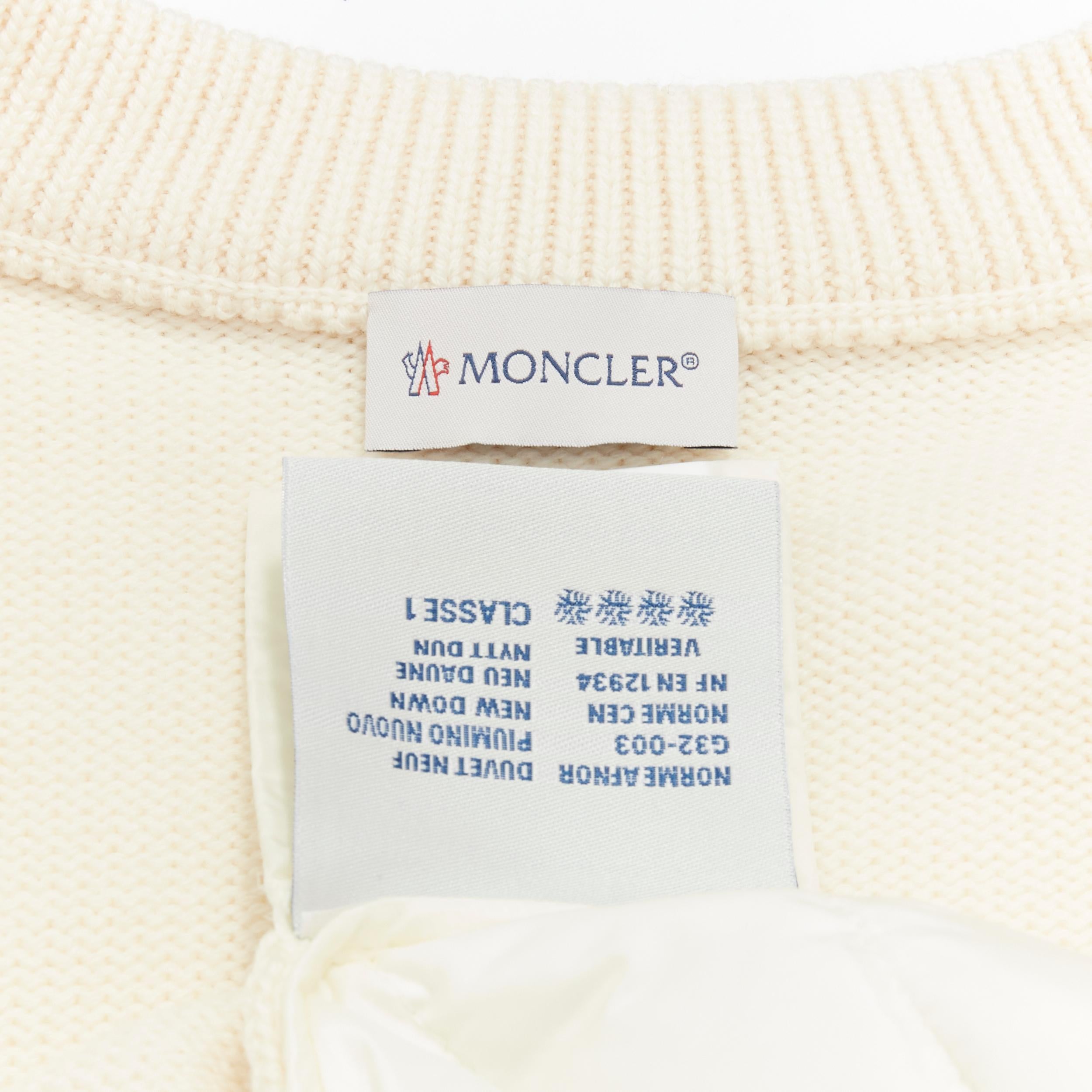 Women's MONCLER Maglione Tricot cream down padded peplum wool cardigan L