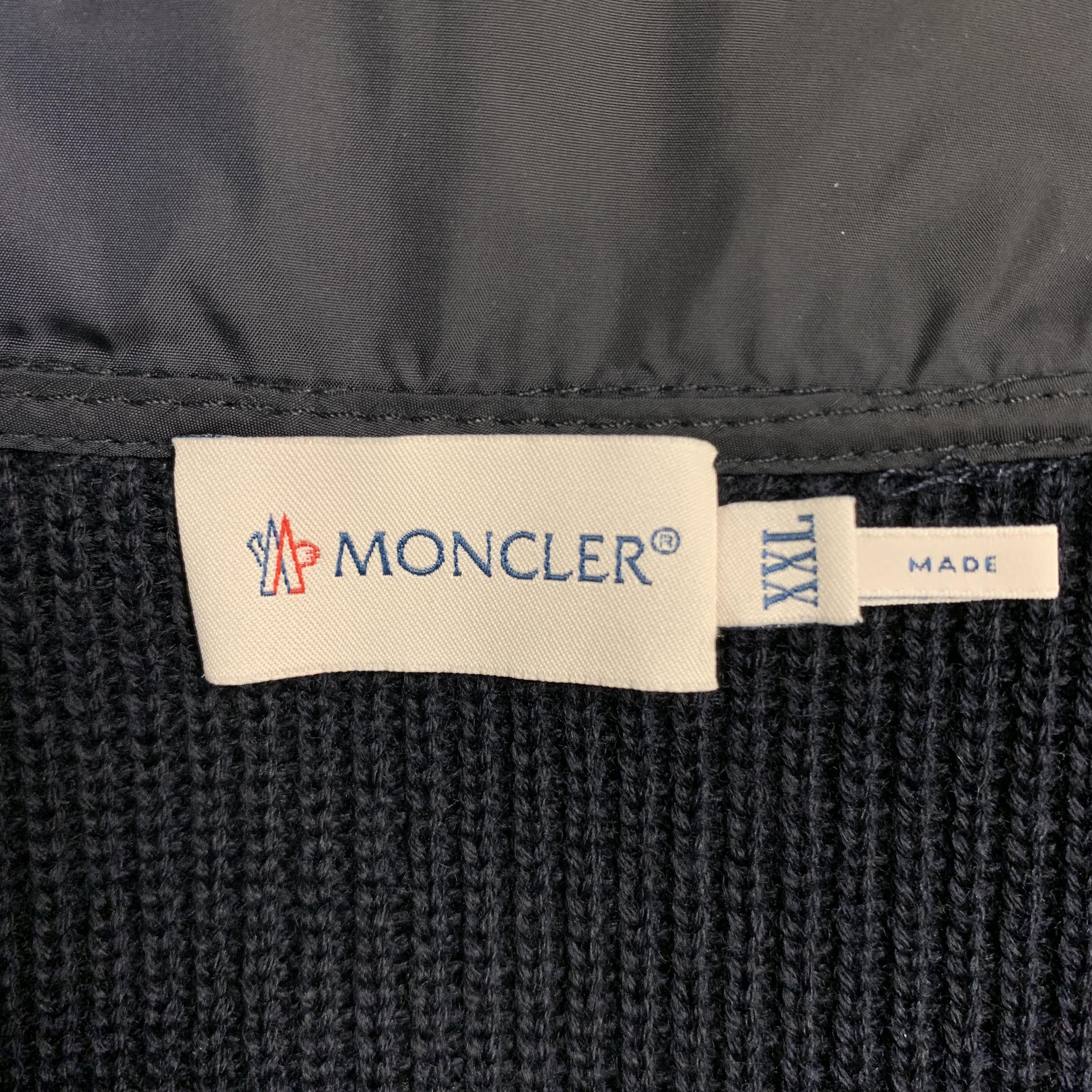 MONCLER Maglione Tricot Size XXL Knitted Quilted Navy Poliamide Full Zip Jacket 1
