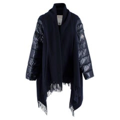 Moncler Mantella Marineblaue Umhang-Pufferjacke - US 8/10