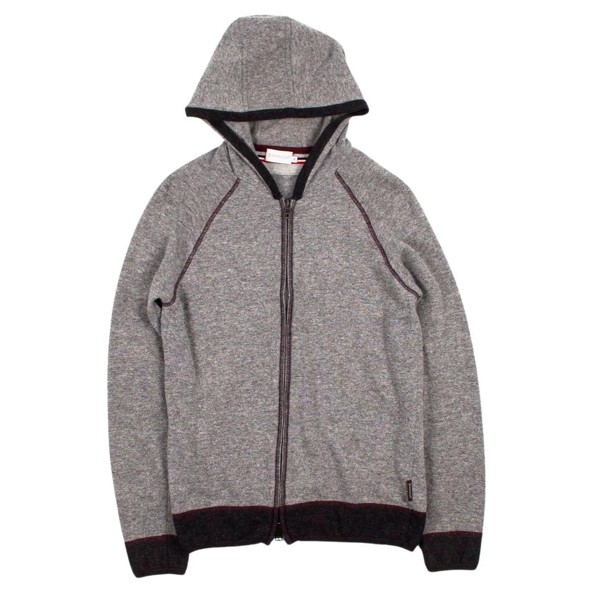 Moncler Men Hoodie Cashmere Blend Knit Top Size M, S1112 For Sale