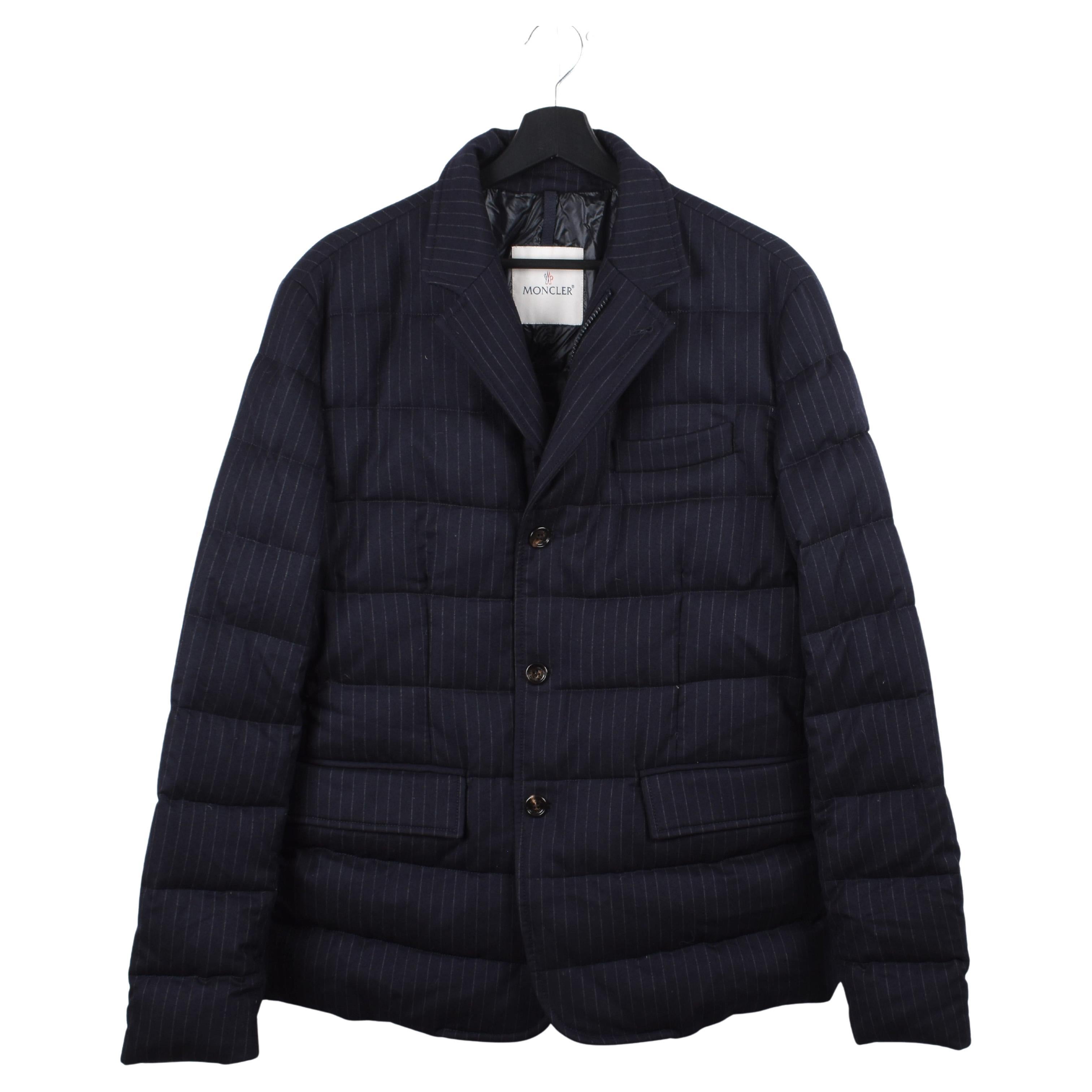 Moncler Homme Veste Rodin Down Bleu Rayé Taille 4/L, S1905 en vente