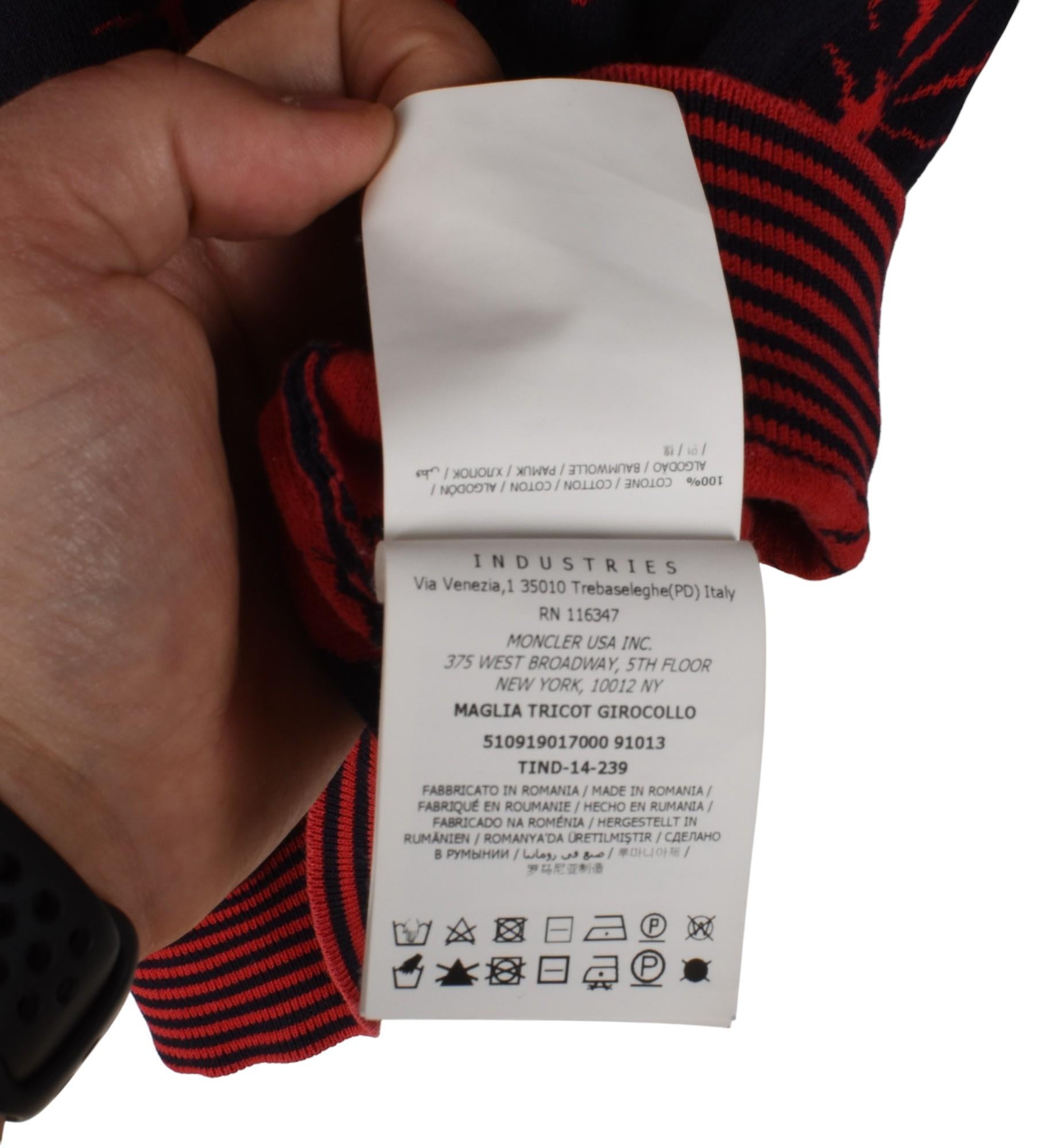 Moncler Men Sweater Crew Neck Size L, S1414 Negro en venta