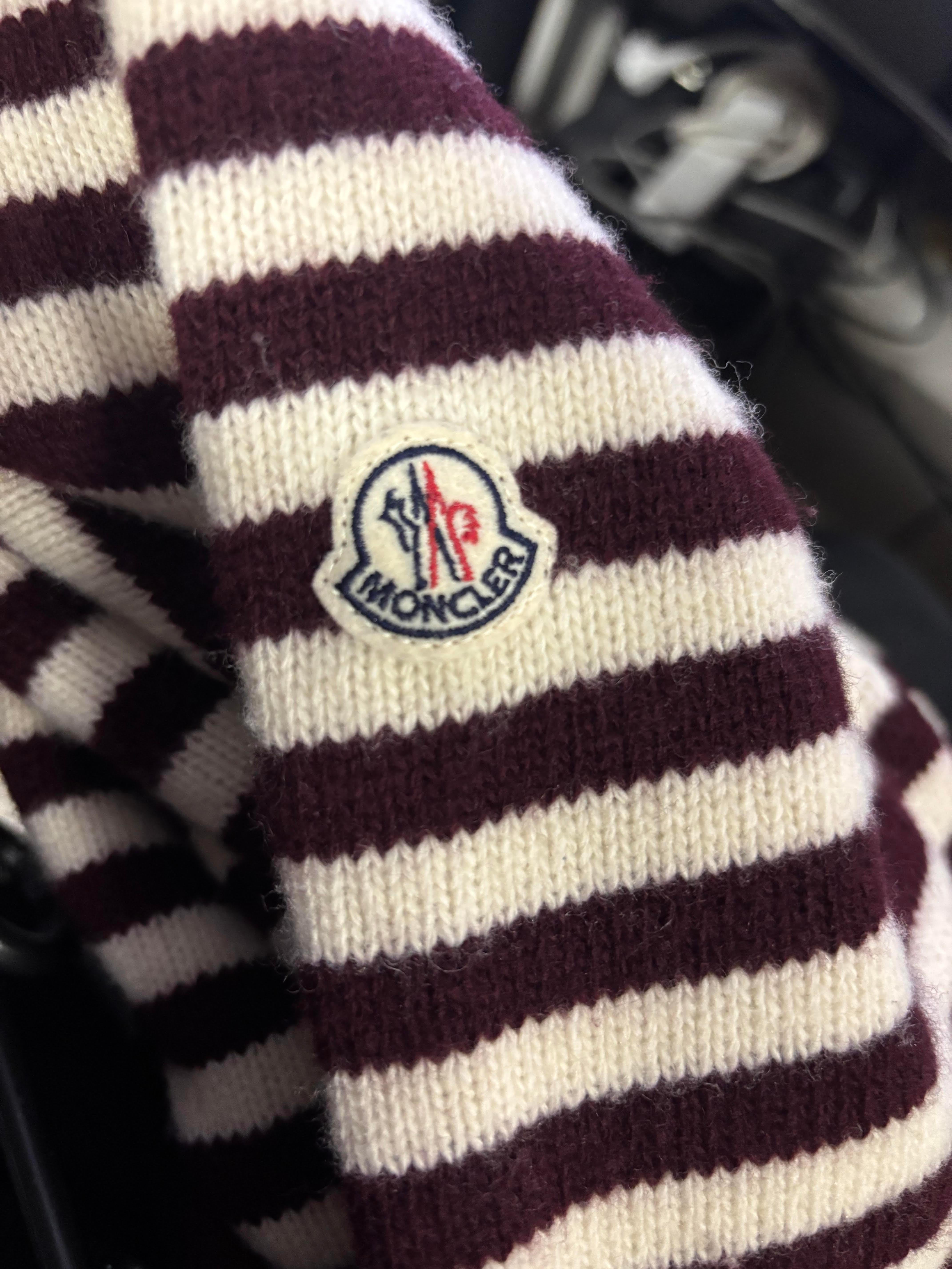 Noir Moncler Homme Pull à col roulé rayé Taille L, S1696 en vente