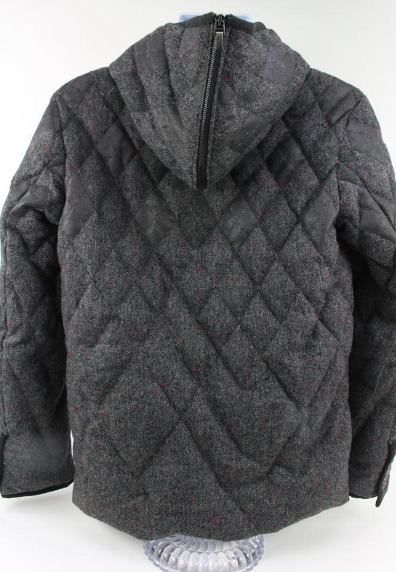 Black Moncler Mens Medium Size 2 Gamme Bleu Grey Quilted Denim Puffer Jacket 14mo34s