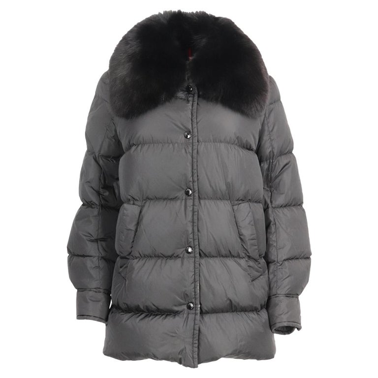 Moncler Mesange Fox Fur Trimmed Quilted Shell Down Jacket Uk 10 For Sale at  1stDibs
