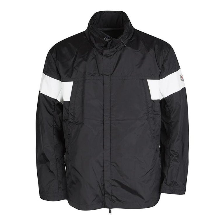 Moncler Monochrome Nylon Zip Front Jacket XXL For Sale at 1stDibs