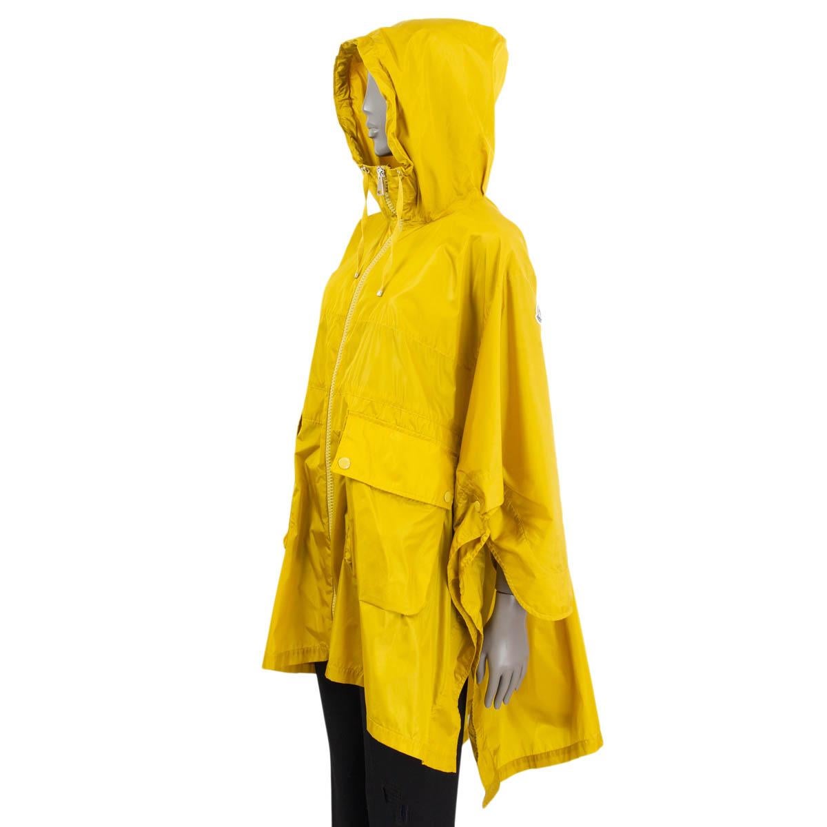 Women's MONCLER mustard yellow polyester HIGH-LOW PONCHO RAINCOAT Jacket 00 XXS