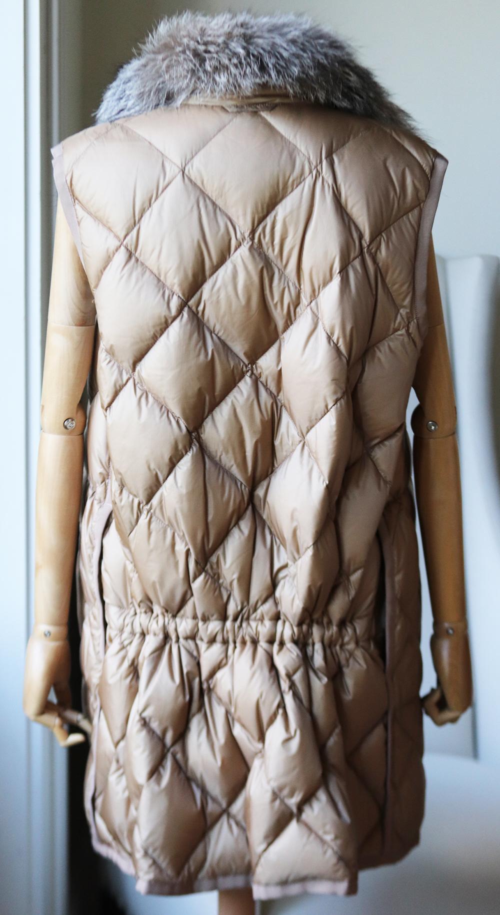 Moncler Narcissus Fox Fur Trimmed Wool Blend Duffle Coat  For Sale 2
