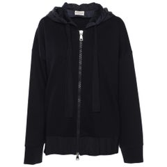 Moncler Navy Blue Cotton Knit Zipped Hooded Sweatshirt M