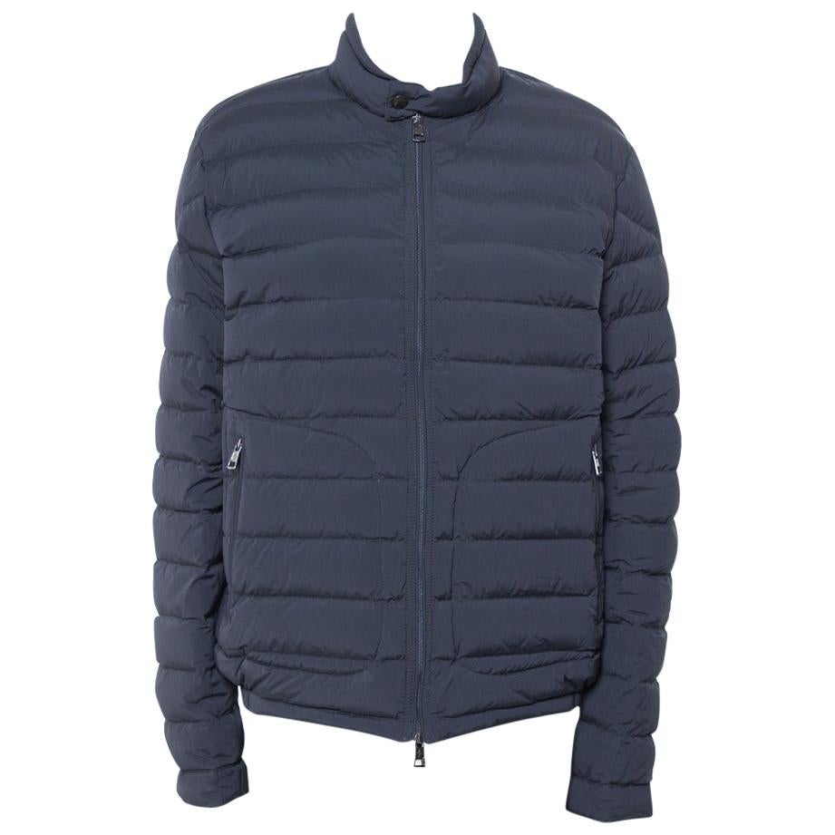 Moncler Navy Blue Down Quilted Zip Up Acorus Jacket xl