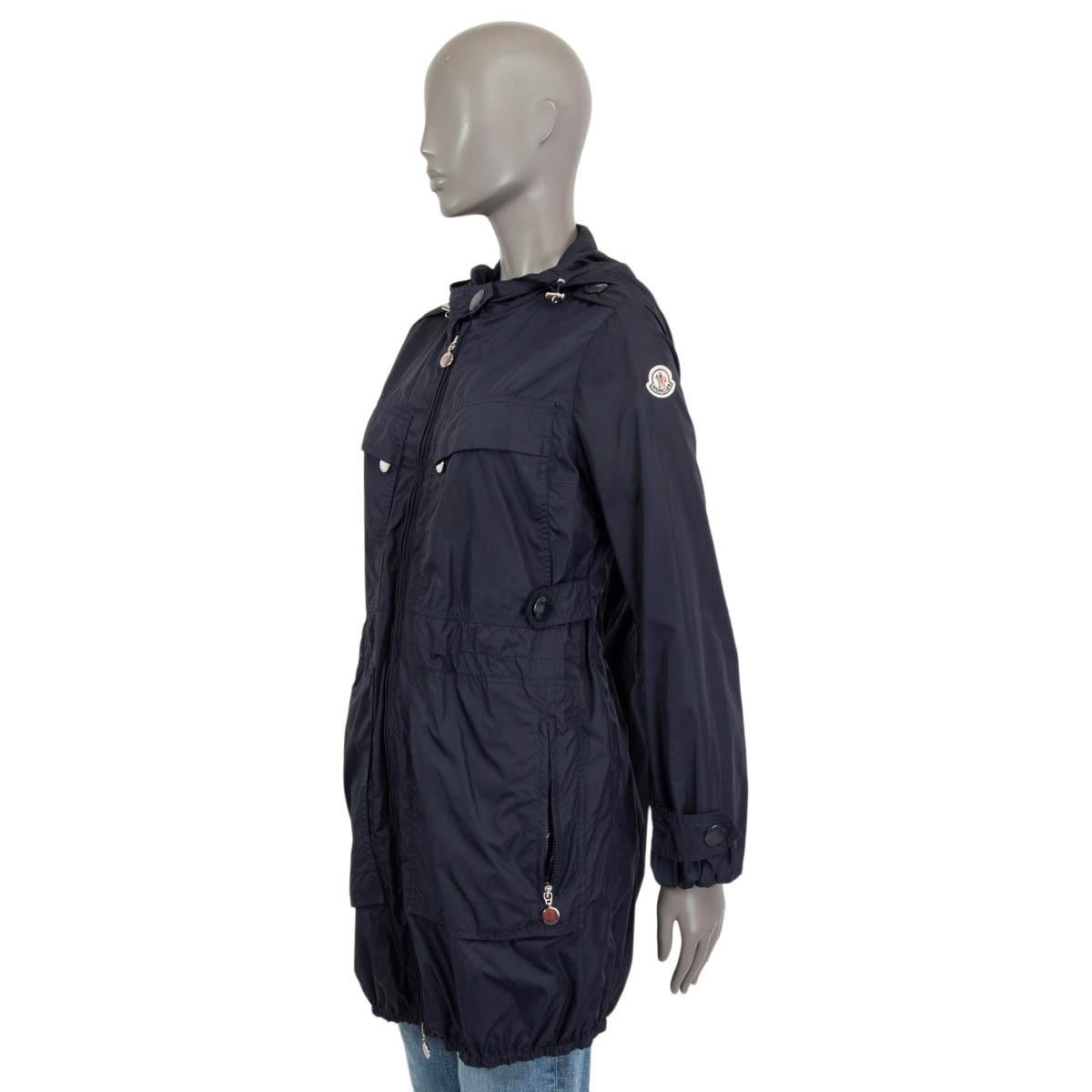 MONCLER navy blue polyamide Hooded Windbreaker Coat Jacket 2 M For Sale at  1stDibs