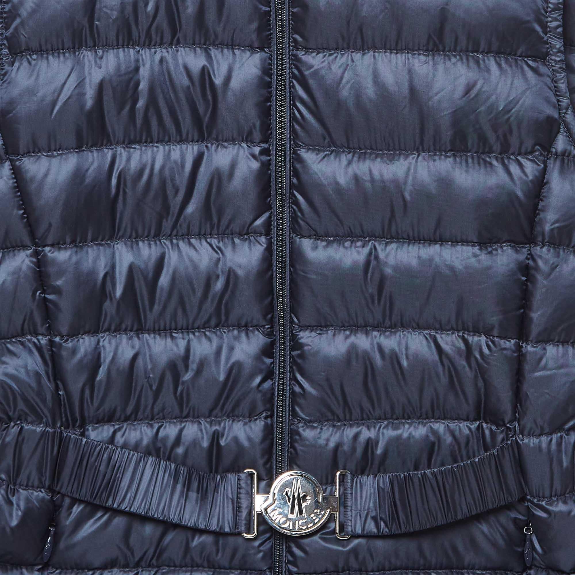 Black Moncler Navy Blue Synthetic Quilted Down Jacket 12 Yrs