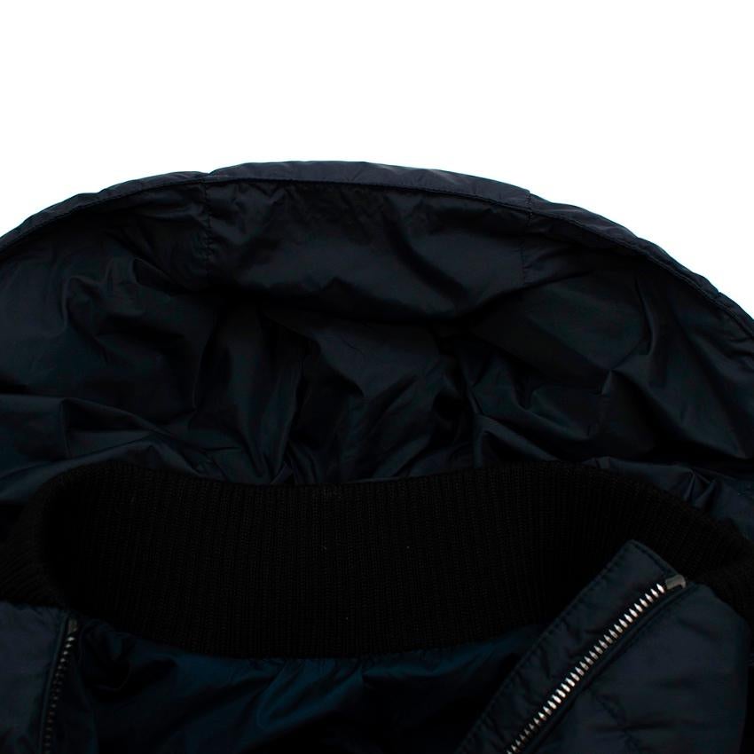 Black Moncler Navy Bomber Style Down Hooded Jacket - 14 Years For Sale
