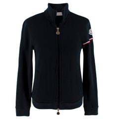 Moncler Navy Cotton Jersey Zipped Jacket - Size XS