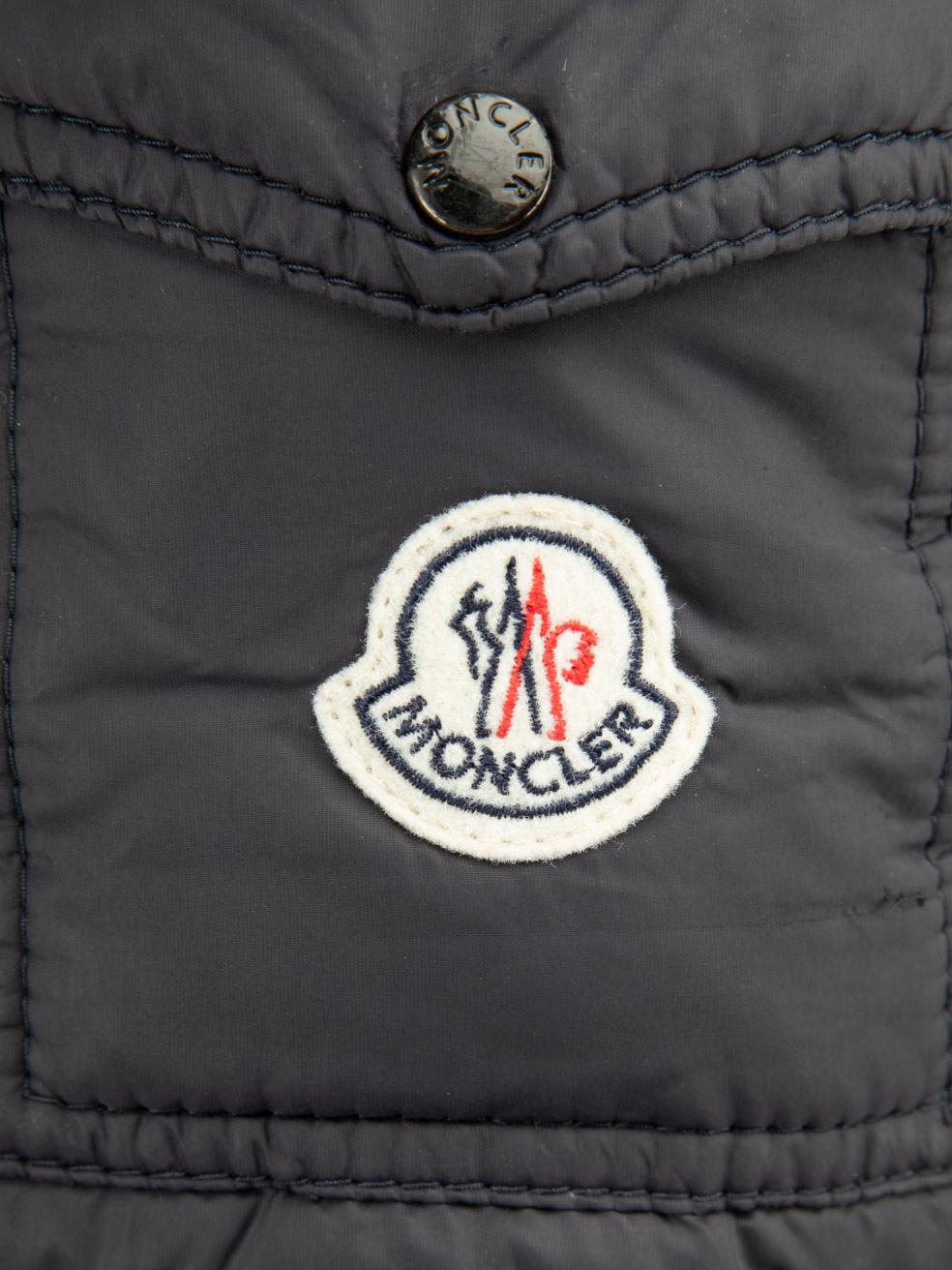 Women's Moncler Navy Long Detachable Hood Coat Size M