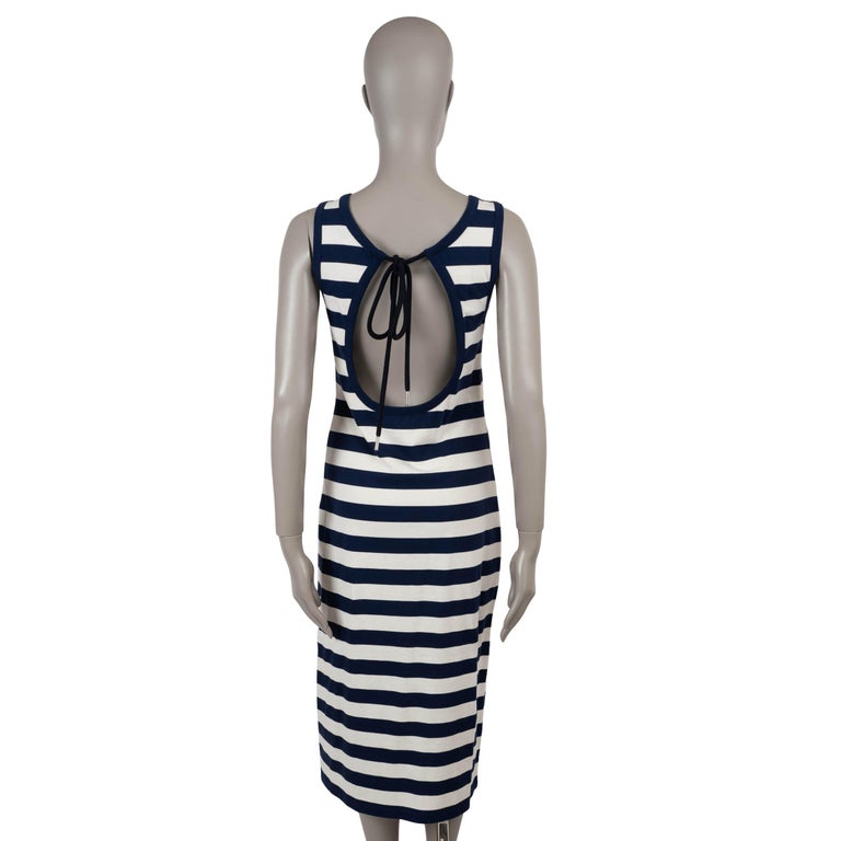 MONCLER navy and white cotton 2024 STRIPED JERSEY KNIT MIDI Dress XS For  Sale at 1stDibs