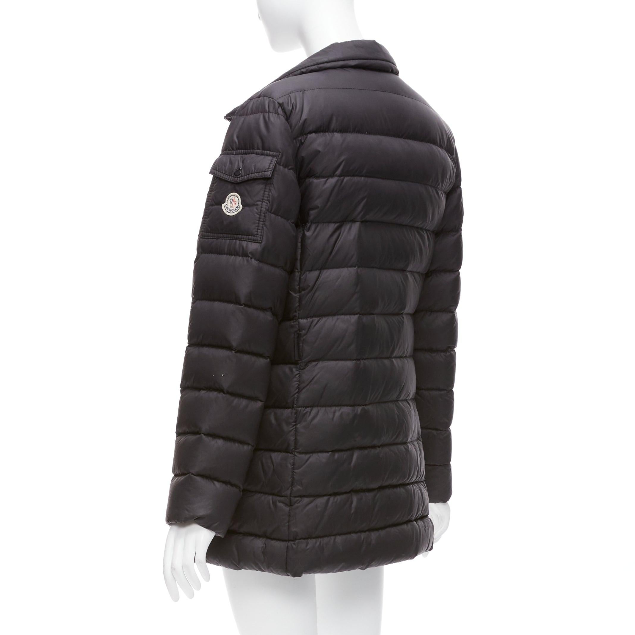 MONCLER Norme Afnor black quilted puffer zip front A line coat Sz3 L For Sale 3