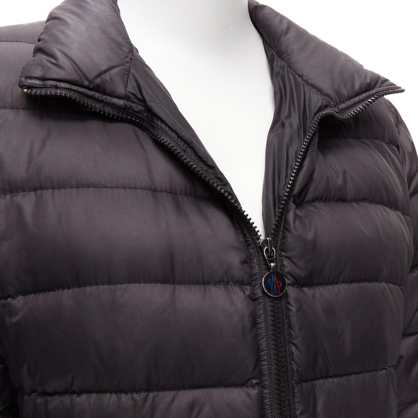 MONCLER Norme Afnor black quilted puffer zip front A line coat Sz3 L For Sale 4