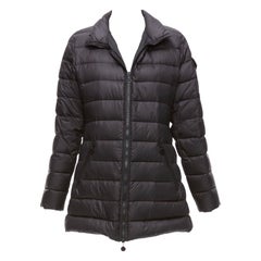 MONCLER Norme Afnor black quilted puffer zip front A line coat Sz3 L