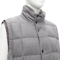 MONCLER Norme Afnor G32-003 grey wool quilted puffer vest jacket Sz.6 XXL