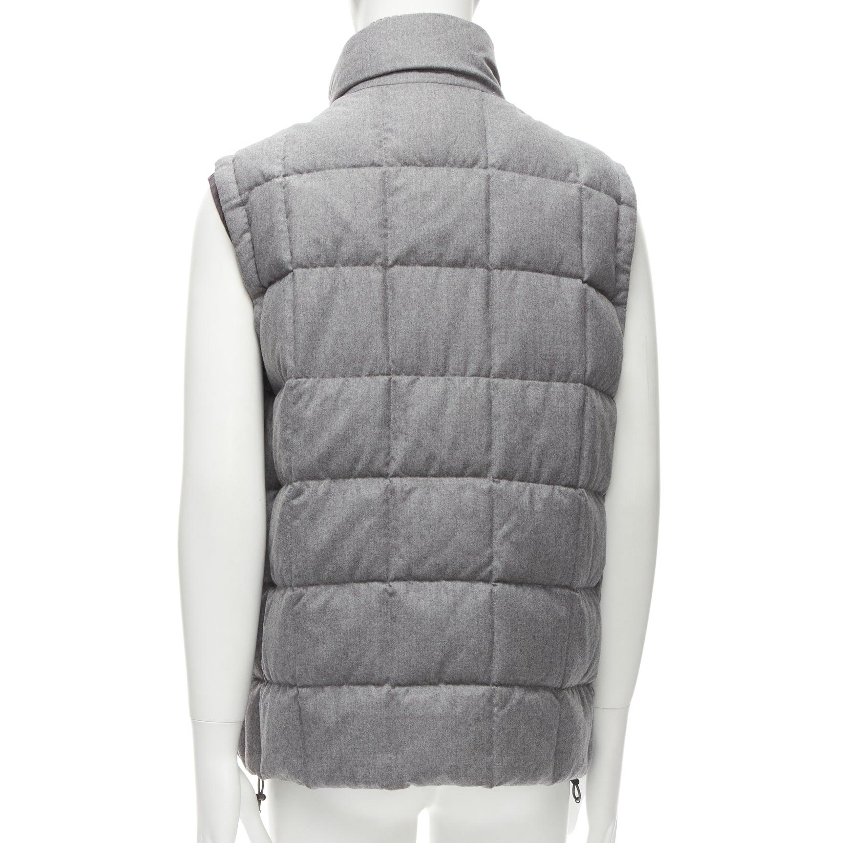 Moncler Norme Afnor G32-003 gilet in lana grigio trapuntato Sz.6 XXL in vendita 1