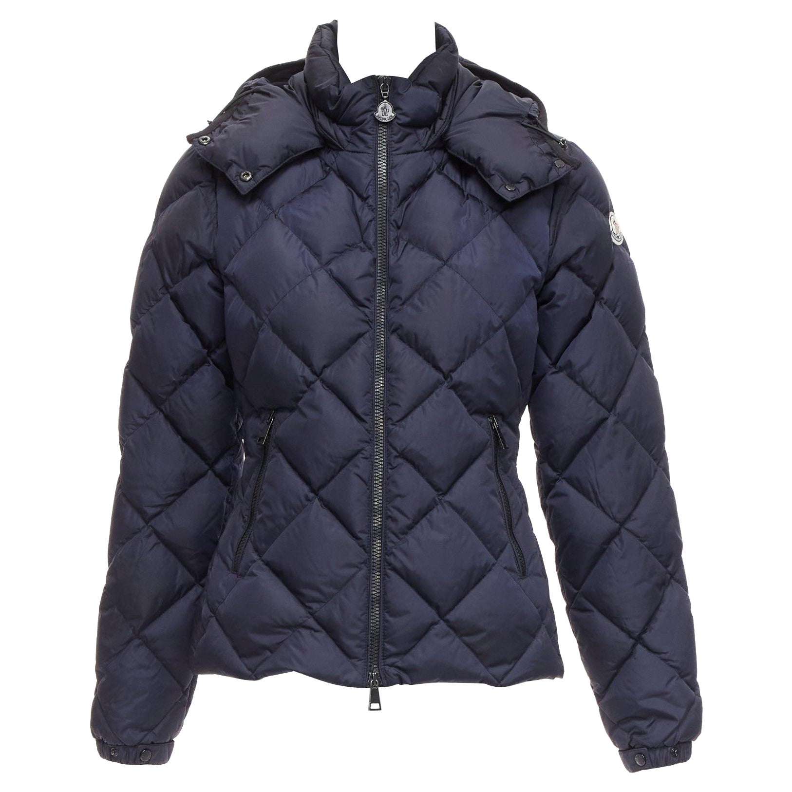 MONCLER Norme Afnor G32-003 navy goose down slim waist puffer jacket Sz 0 S