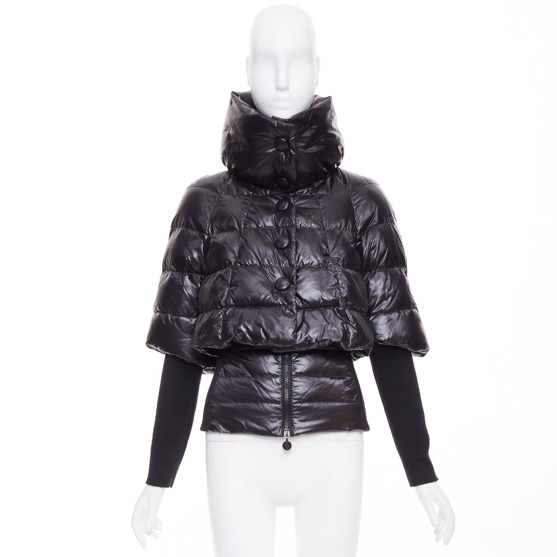 Moncler Norme Afnor G32-003 nylon layered high neck puffer jacket top Sz.0 XS en vente 5