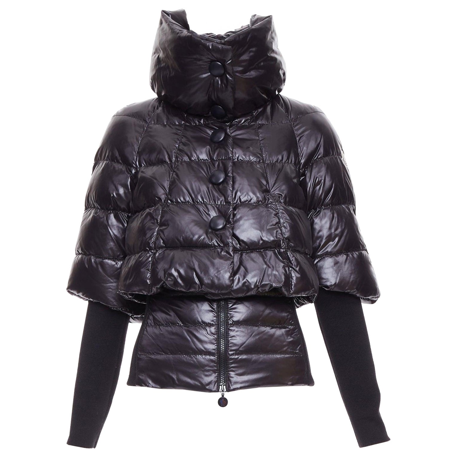 MONCLER Norme Afnor G32-003 Nylon geschichtet hohen Hals Puffer Jacke Top Sz.0 XS