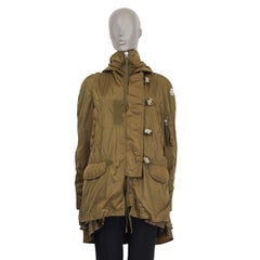 MONCLER olive green polyamide HOODED PARKA Windbreaker Coat Jacket 1 XS
