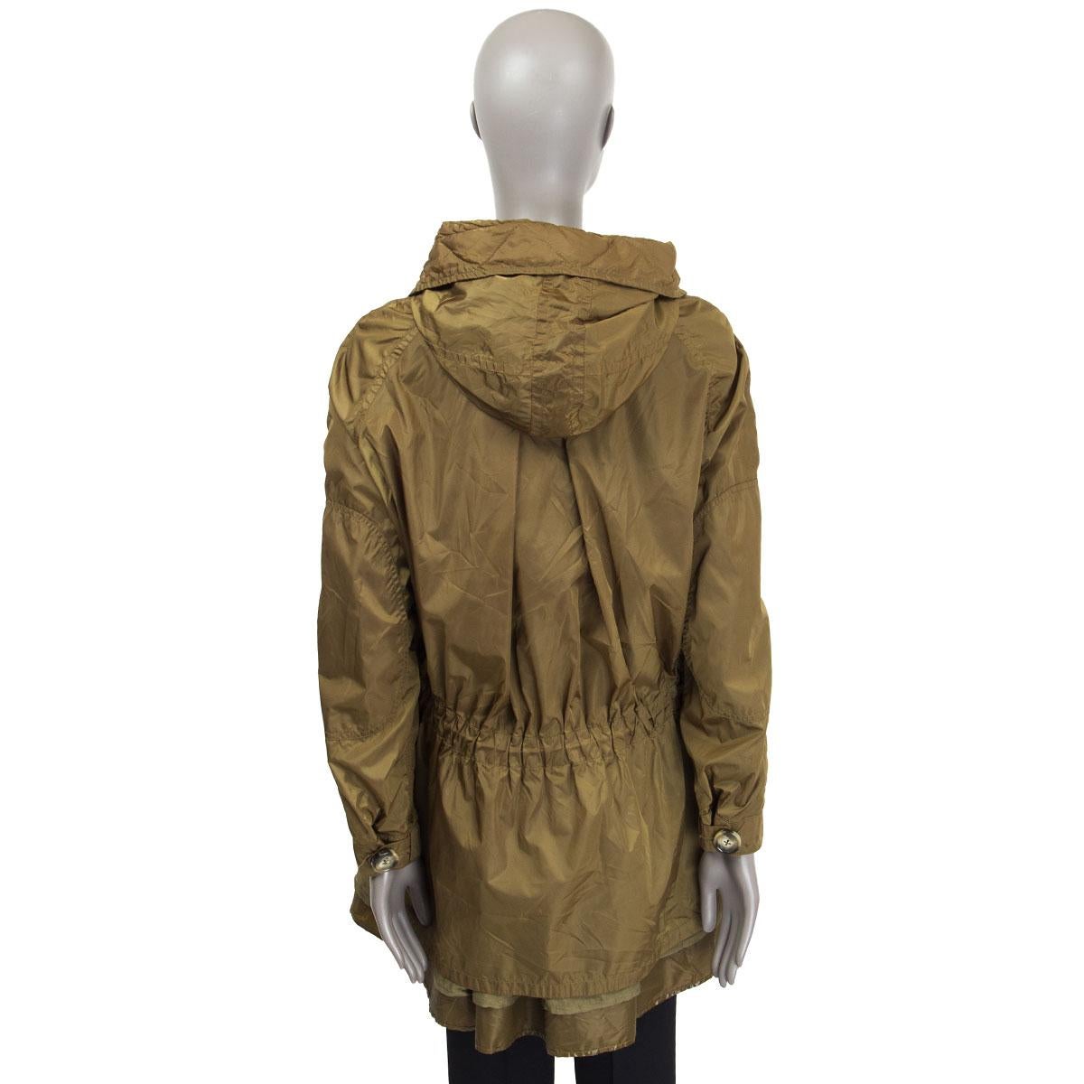 Women's MONCLER olive green polyamide HOODED PARKA Windbreaker Coat Jacket 1 XS