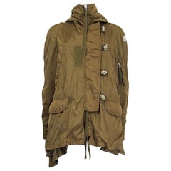 MONCLER olive green polyamide HOODED PARKA Windbreaker Coat Jacket 1 XS