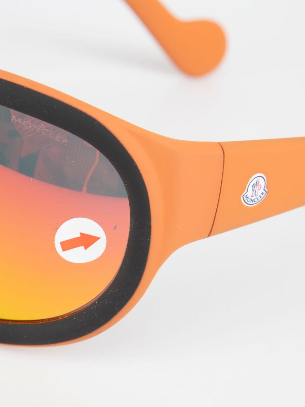 Women's Moncler Orange Mirrored Shield Sunglasses For Sale
