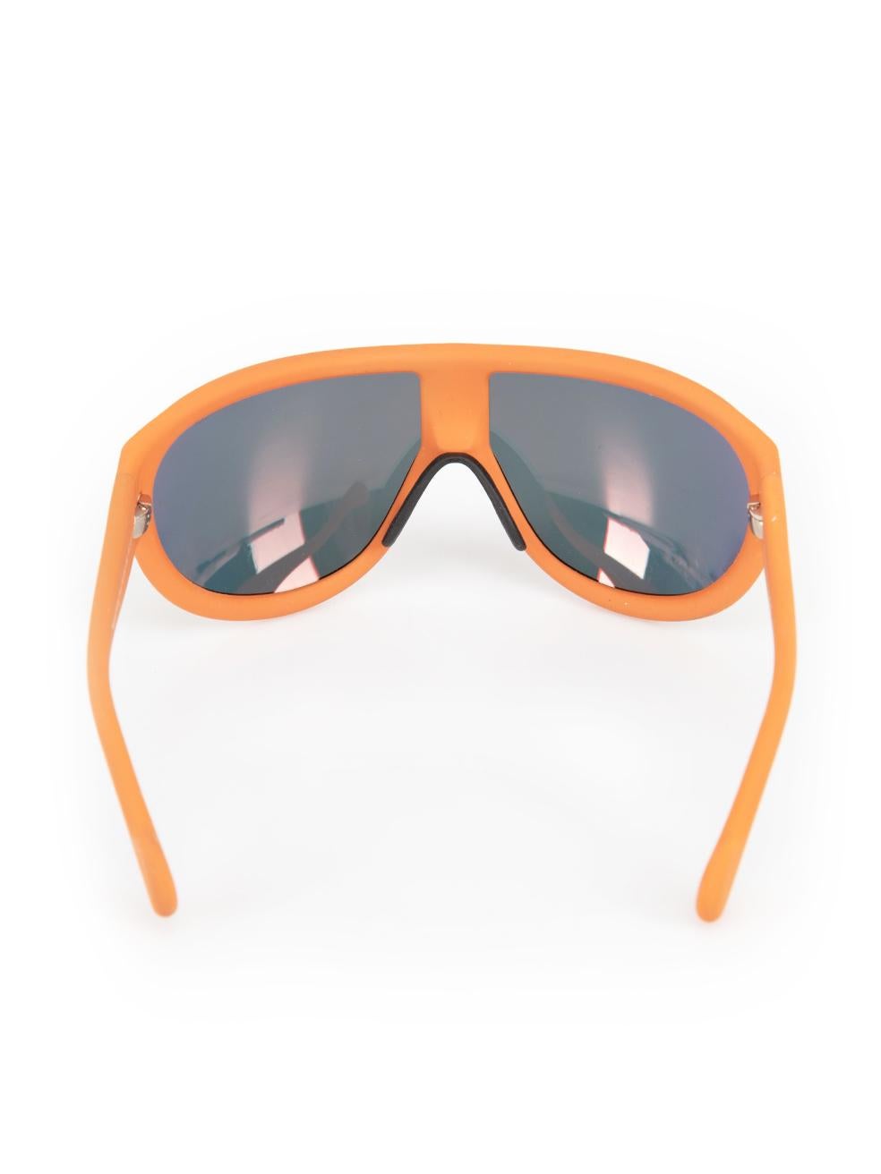 Moncler Orange Mirrored Shield Sunglasses For Sale 2