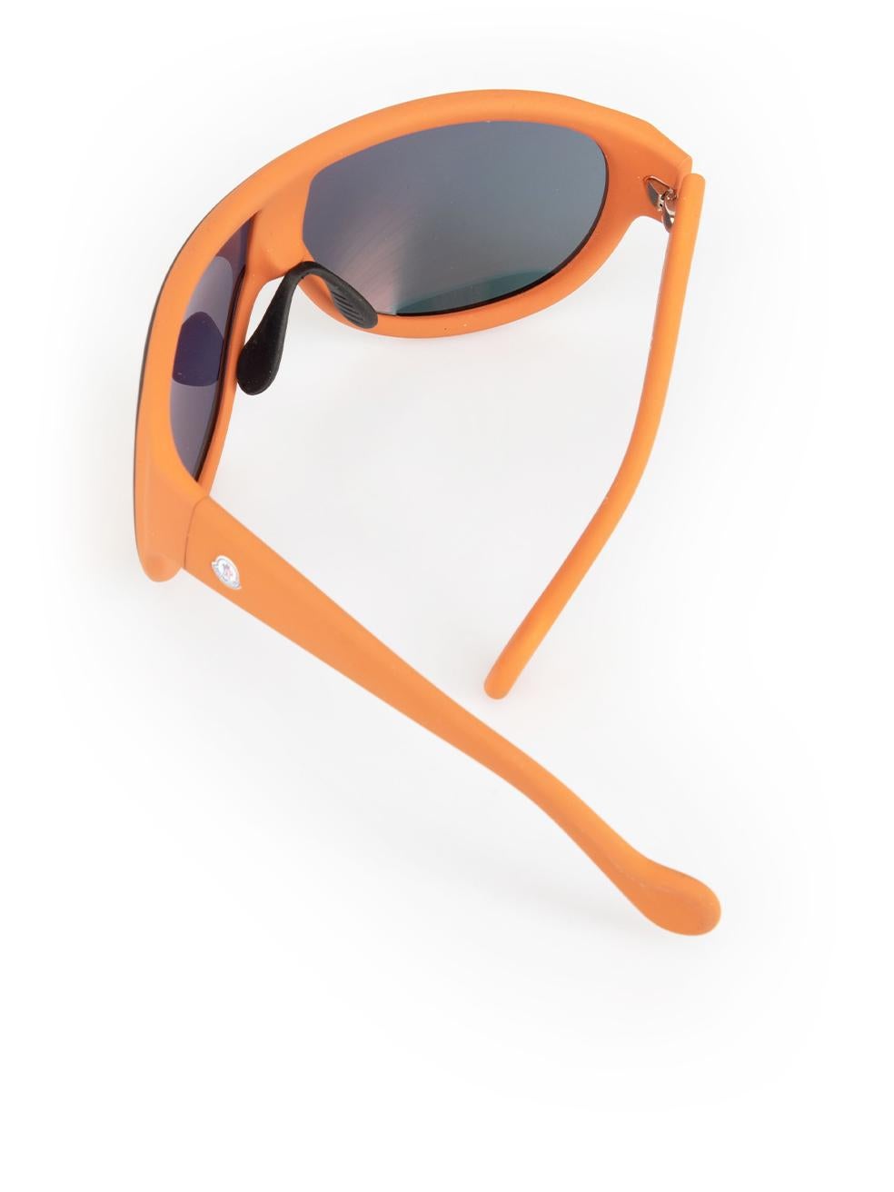 Moncler Orange Mirrored Shield Sunglasses For Sale 4