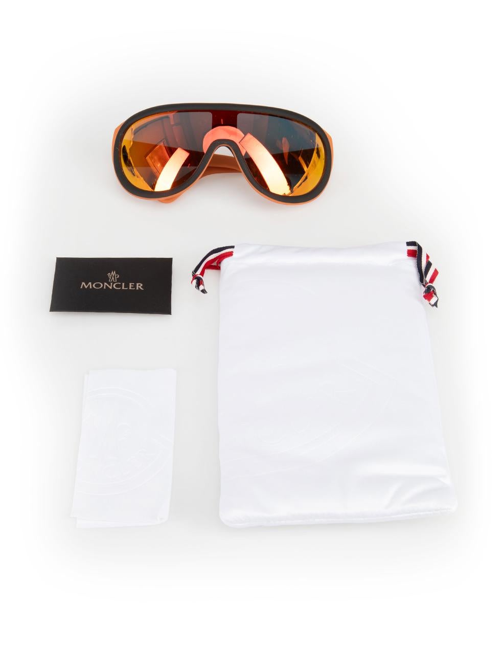 Moncler Orange Mirrored Shield Sunglasses For Sale 5