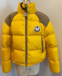 Moncler "Palm Angels" Zippered High-Collar Down-Filled Yellow & Tan Jacket
