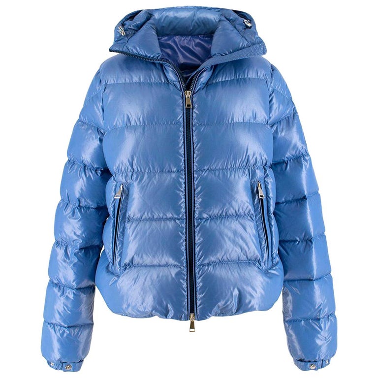 Moncler pearl-blue hooded down coat US 4 at 1stDibs