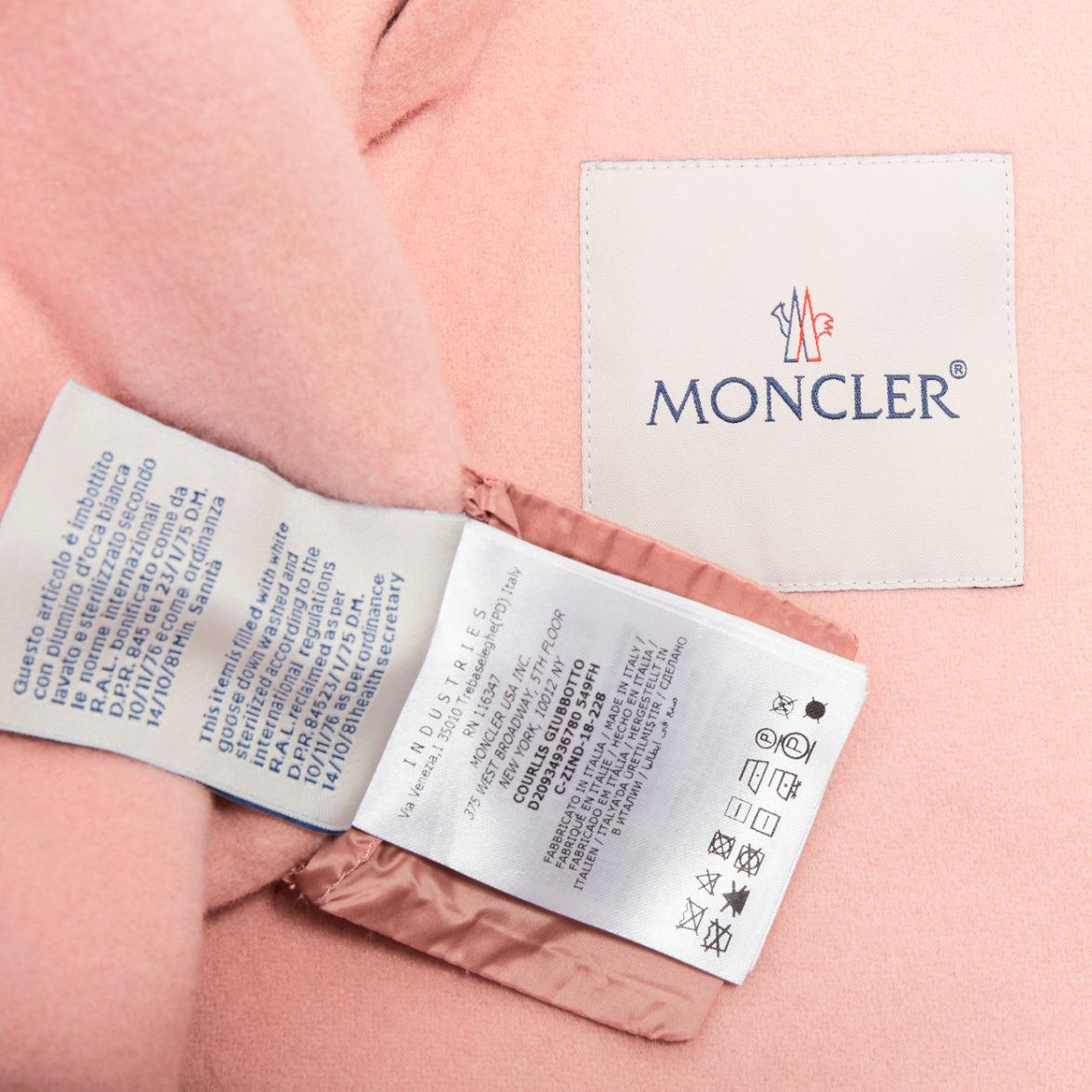 MONCLER rosa Double Face Schurwolle Kaschmir Gänsedaunen Kapuzenjacke Sz0 XS im Angebot 4