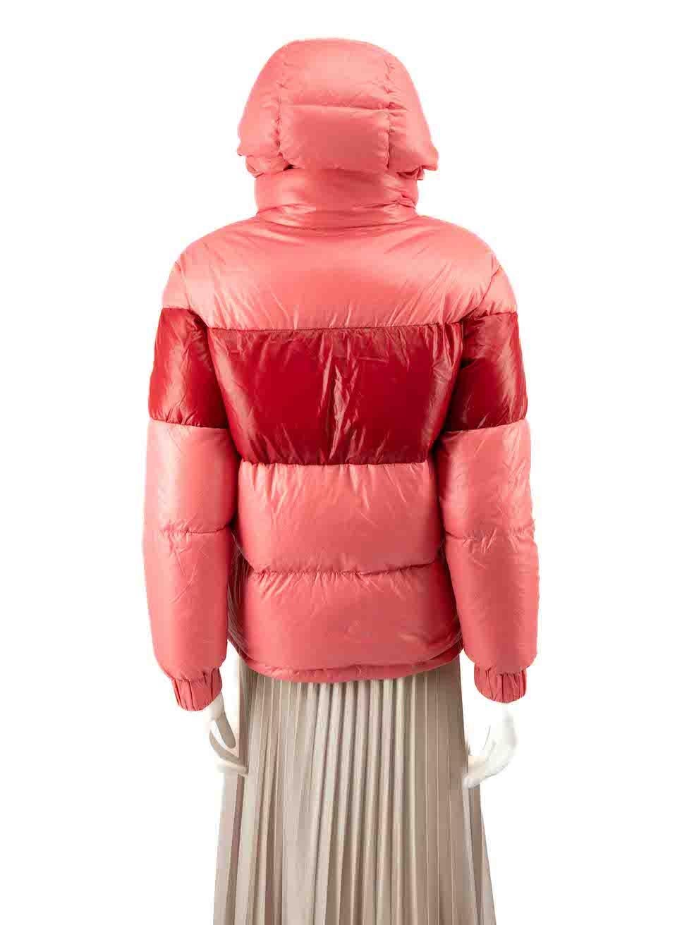 Moncler Pink Gary Colour Block Puffer Jacket Size S In Good Condition For Sale In London, GB