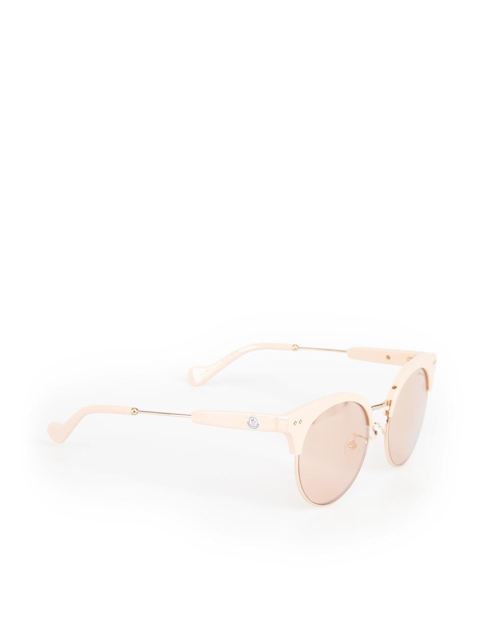 White Moncler Pink Mirrored Round Sunglasses
