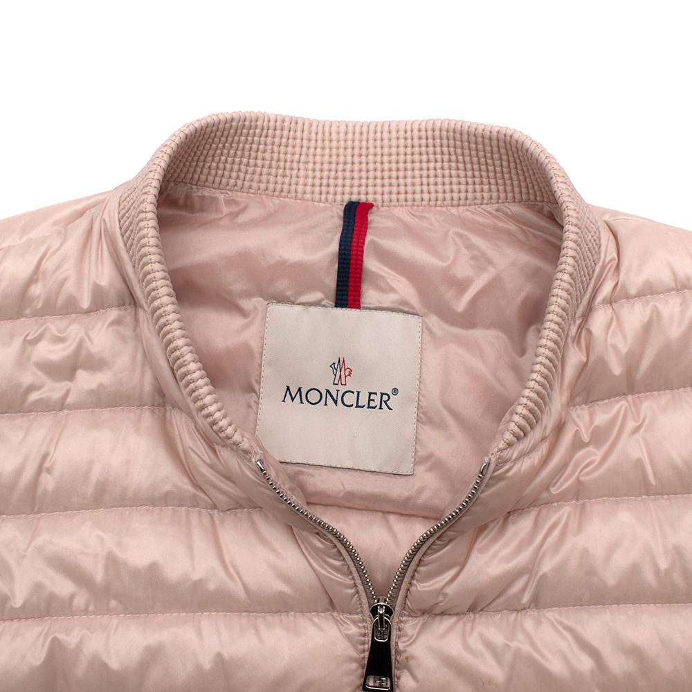 Moncler Pink Quilted Down Jacket - Size US 2 In Excellent Condition For Sale In London, GB
