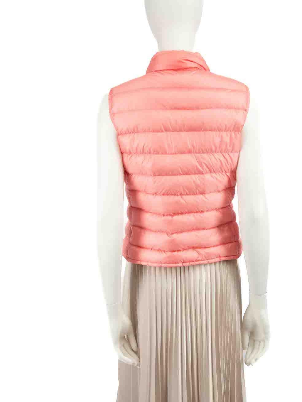 Moncler Pink Quilted Puffer Down Gilet Size M In Good Condition For Sale In London, GB