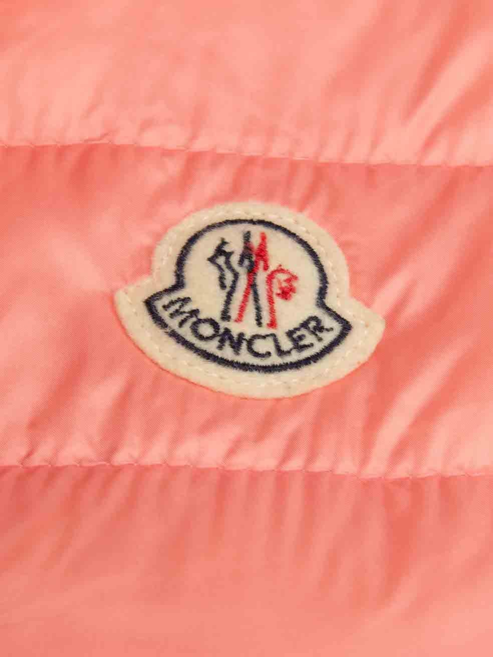 Moncler Pink Quilted Puffer Down Gilet Size M In Good Condition In London, GB