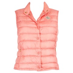 Moncler Pink Quilted Puffer Down Gilet Size M