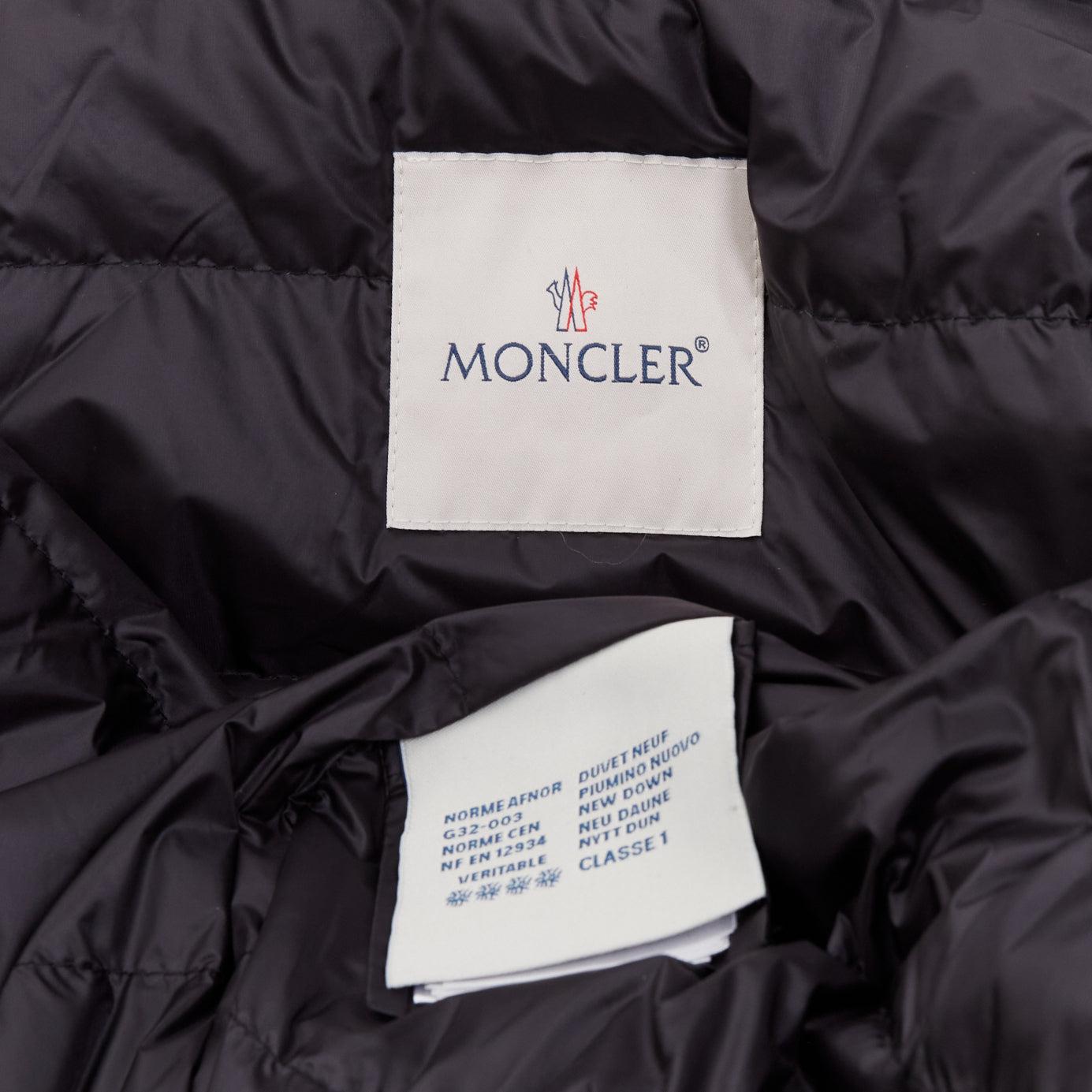 MONCLER pink tibet lamb fur black patent cotton virgin wool blend coat Sz1 M For Sale 4