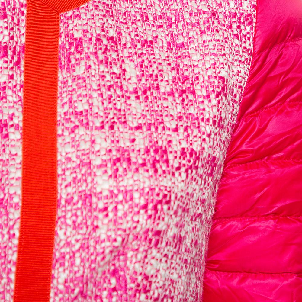 Moncler Pink Tweed & Synthetic Prune Jacket S In Good Condition In Dubai, Al Qouz 2